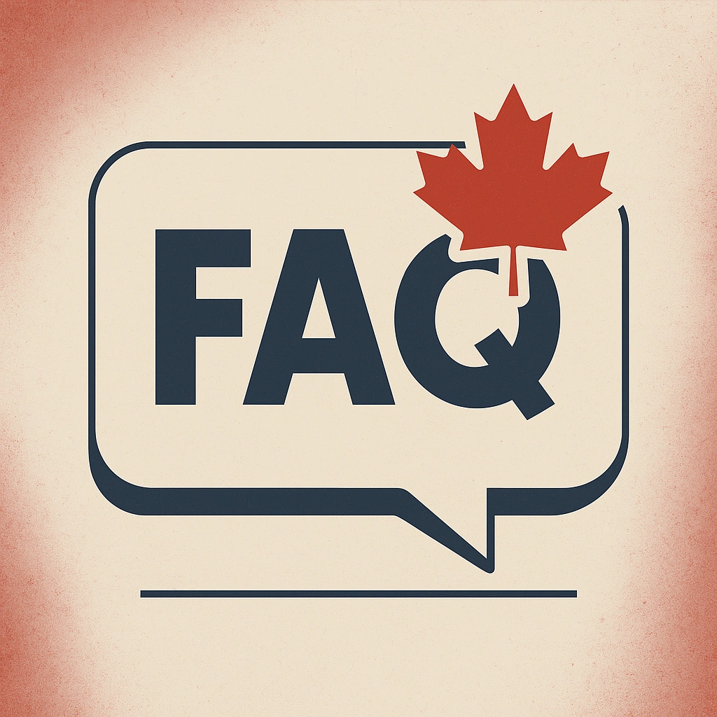FAQ graphic with Canadian maple leaf, representing customer support and answers for Canadian IPTV streaming services.